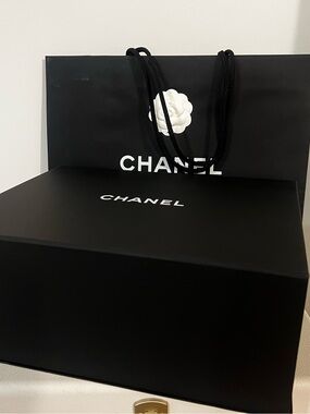 CHANEL Large Magnetic Gift Box, Shopping Tote, Tissue and Camellia Set